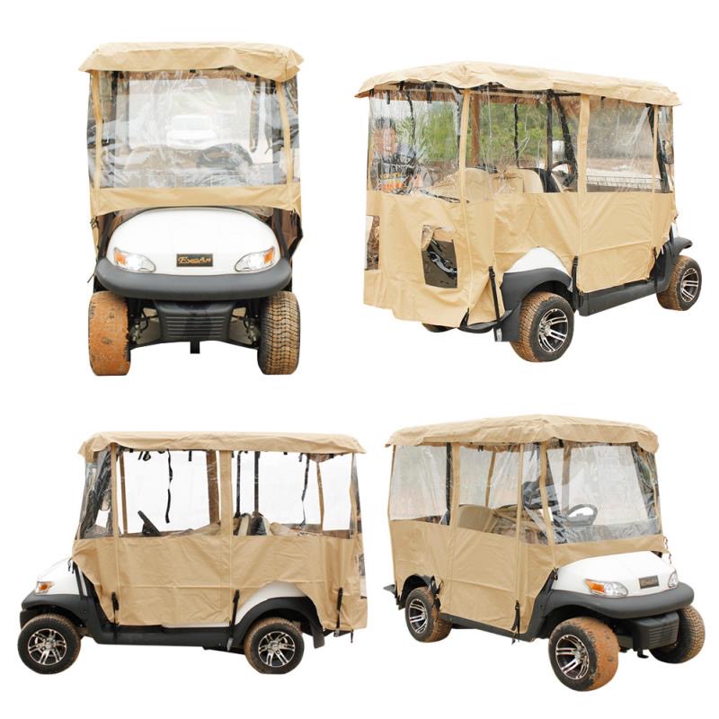 4 Seater Golf Cart Cover, 300D Waterproof Driving Enclosure with Transparent Windows