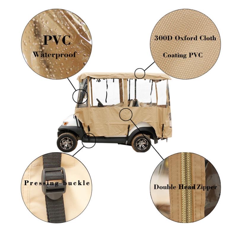 4 Seater Golf Cart Cover, 300D Waterproof Driving Enclosure with Transparent Windows - Image 2