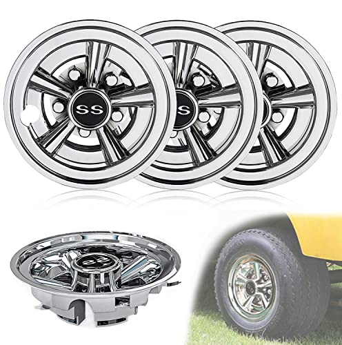 Golf Cart Hubcaps, 8 Inch SS Chrome Golf Cart Hub Caps Set of 4